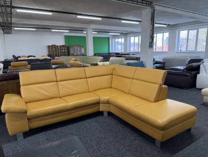 Rohová sedací souprava - kožená – zánovní