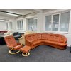 Rohová sedací souprava + křeslo + tab. - kůže – zánovní