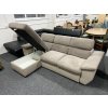 Sedací souprava rohová, látka + eko kůže, rozkládací, zánovní