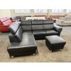 Rohová sedací souprava + taburet - kožená – nepoužitá