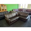 Rohová sedací souprava - rozkládací - kožená – zánovní