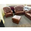 Sedací souprava 3 + 2 + 1 + taburet - kožená – zánovní