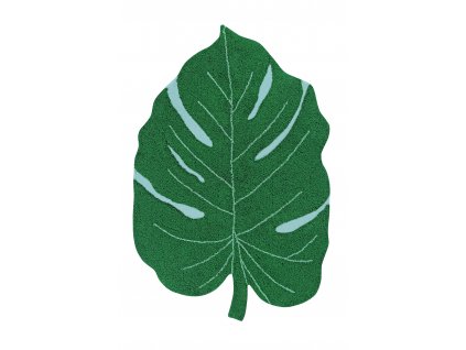 Bio koberec kusový, ručně tkaný Monstera Leaf