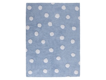 Bio koberec kusový, ručně tkaný Polka Dots Blue-White