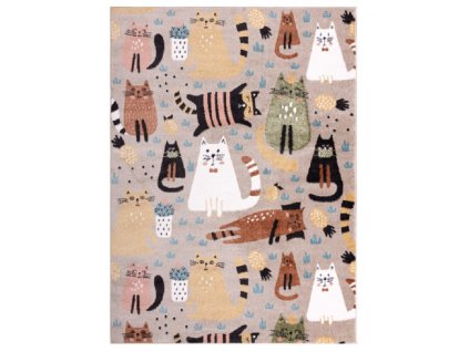 Dětský kusový koberec Fun Kittens Cats beige