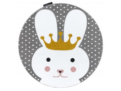 Dětský kusový koberec Petit Bunny grey kulatý