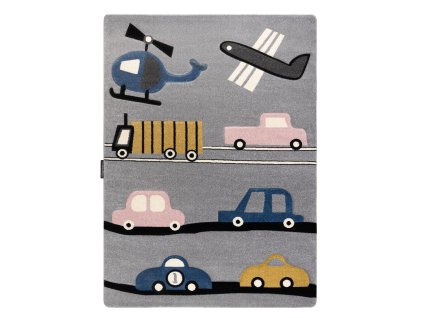 Dětský kusový koberec Petit Toys cars grey