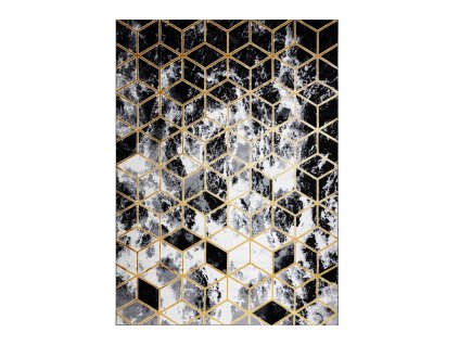 Kusový koberec Gloss 409A 82 3D cubes black/gold/grey