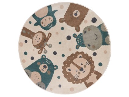 Dětský koberec Adventures 105968 Cream Brown Blue kruh