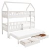 Montessori patrová postel s přistýlkou, bílá, VENITA TYP 1