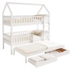 Montessori patrová postel s přistýlkou, bílá, VENITA TYP 1