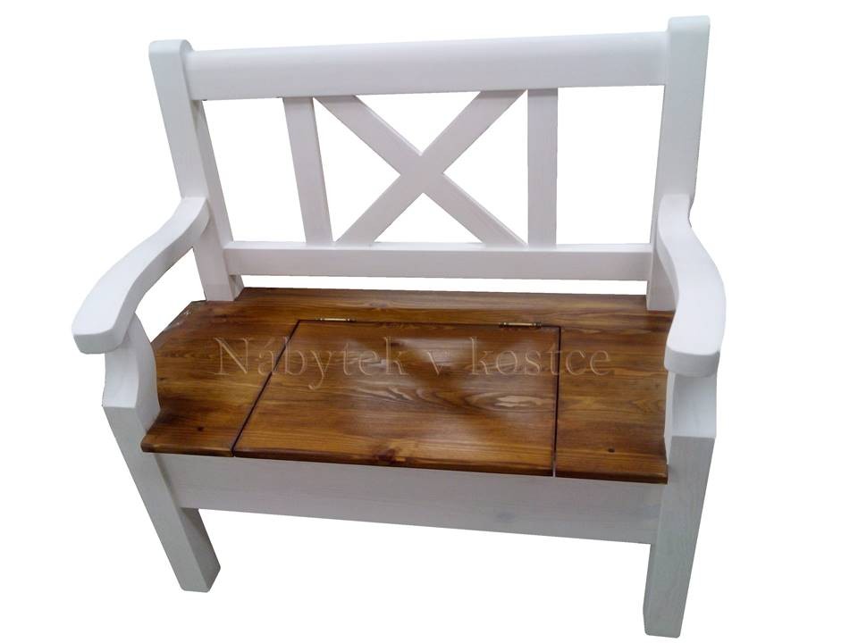 Bílá masivní lavice do jídelny i světnice
