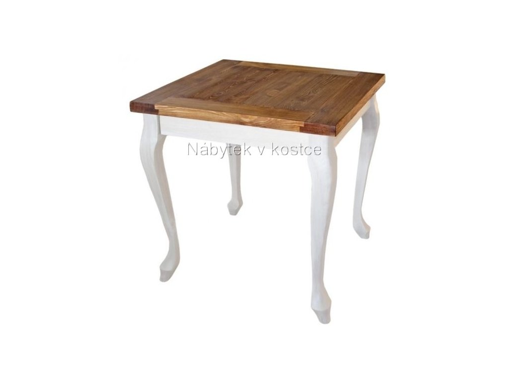Rustikální stůl Sweet Home Ludvík MES2 80x80 (Barevné provedení Bílá - ořech lak)