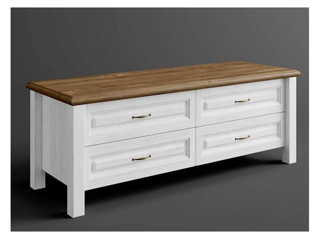 Rustikální TV stolek MERIDA z masivu se šuplíky (Barevné provedení Tmavě hnědá 22-25)