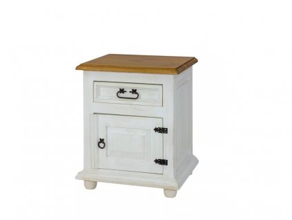 Rustikální noční stolek WHITE HOME COM15 (Barevné provedení Bílý vosk K17 -  tmavý vosk K02)