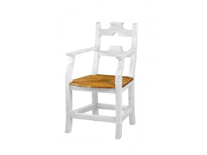 Rustikální židle WHITE HOME SIL12 s područkami (Barevné provedení Bílý vosk K17 -  tmavý vosk K02)