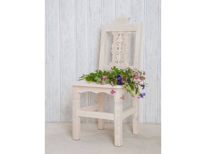 Rustikální židle WHITE HOME SIL24 zdobená (Barevné provedení Bílý vosk K17 -  tmavý vosk K02)