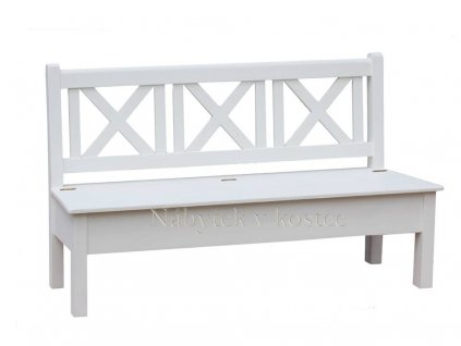 Rustikální bílá lavice SWEET HOME BAX25 bez područek s úložným prostorem