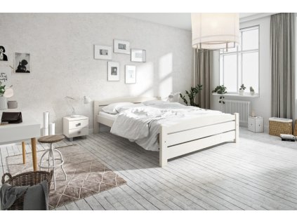 Manželská postel z masivu KARLA 200x90 bílá