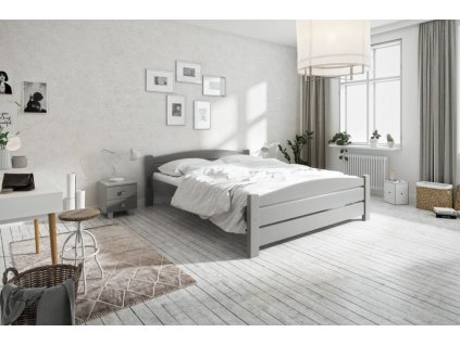Manželská postel z masivu KARLA 160x200 šedá