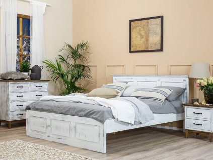 Rustikální postel KOLMAR ACC03 160x200 cm (Barevné provedení Bílý vosk - K17)