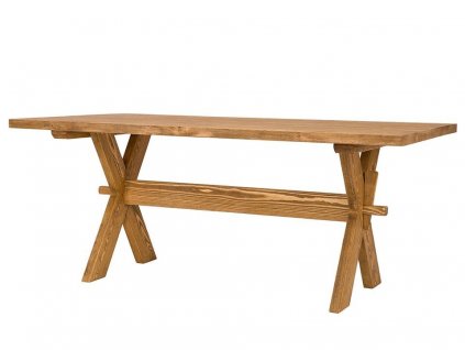 Rustikální stůl CORDOBA MES16 nohy ve tvaru X (Barevné provedení Tmavý vosk K02, Rozměr stolu 200 x100 cm)
