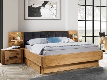 Dubová postel DENVER - DALLAS s panely a úložným prostorem