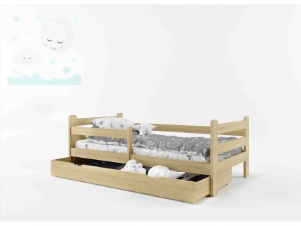 Dětská postel BELLIA 90x200 cm se šuplíkem PŘÍRODNÍ  SKLADEM