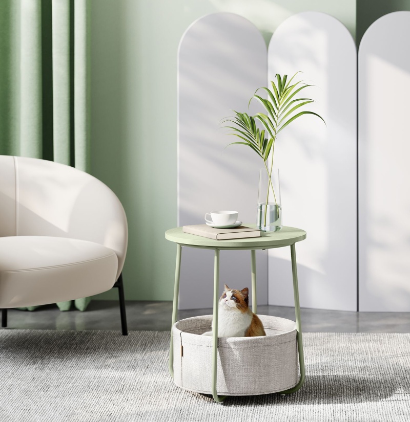 Kulatý odkládací noční stolek zelený – design, funkce a inspirace