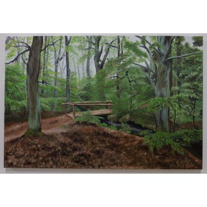 Spring forest, oil on canvas, size 60x40 cm, unframed, signed lower right, painting year 2020