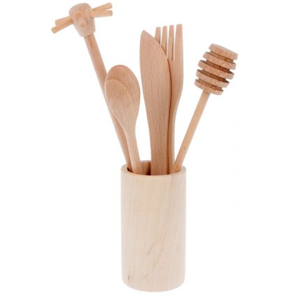 Dřevěná sada v mini kalíšku na dřevěnou lžíci