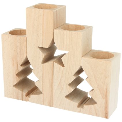 Dřevěná čtvercová sada vánočních svícnů