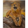 Zívající lev, originální ručně malovaný olejový obraz, olejomalba na platně, rozměr 40x50 cm