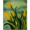 Žluté tulipány, originální ručně malovaný olejový obraz, olejomalba na platně, rozměr 40x50 cm