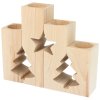Dřevěná čtvercová sada vánočních svícnů