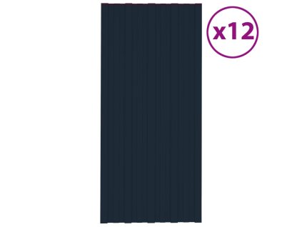 Střešní panely 12 ks pozinkovaná ocel antracitové 100 x 45 cm 317215