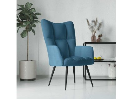 Relaxační křeslo modré samet 328083