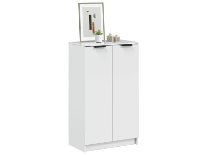 Botník bílý s vysokým leskem 59 x 35 x 100 cm kompozitní dřevo 811445