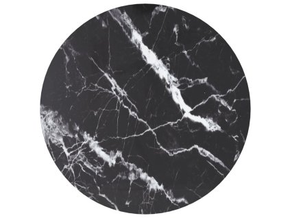 Stolní deska černá Ø 50 x 0,8 cm tvrzené sklo mramorový design 322263