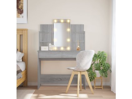 Toaletní stolek s LED osvětlením šedý sonoma 96 x 40 x 142 cm 837898