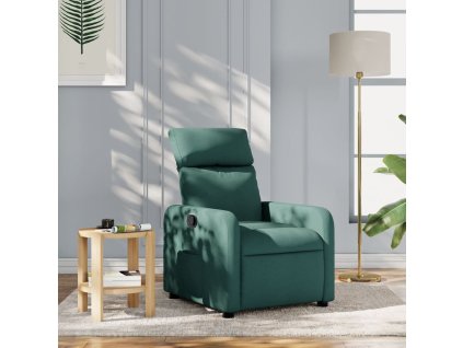 Polohovací křeslo tmavě zelené textil 374171