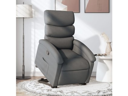 Zvedací polohovací křeslo tmavě šedé textil 3203979