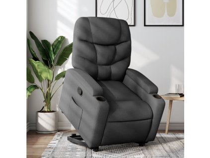 Zvedací polohovací křeslo tmavě šedé textil 3204597