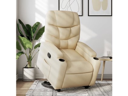 Zvedací polohovací křeslo krémové textil 3204605