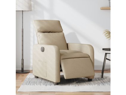 Elektrické polohovací křeslo krémové textil 3206689