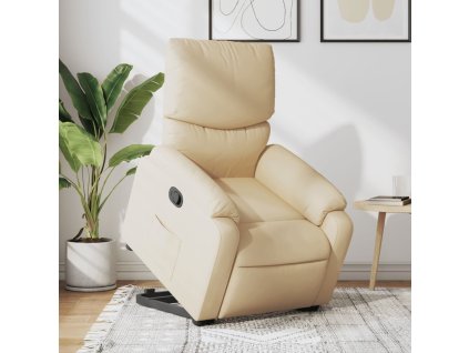 Zvedací polohovací křeslo krémové textil 3204833