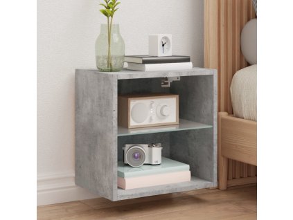 Noční stolek s LED osvětlením nástěnný betonově šedý 837070