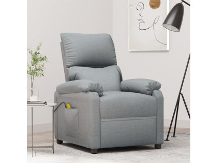 Masážní křeslo světle šedé textil 348469