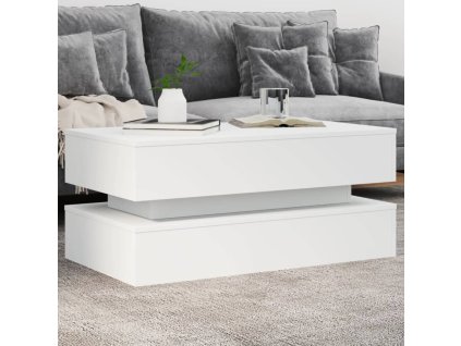 Konferenční stolek s LED osvětlením bílý 90 x 50 x 40 cm 839861