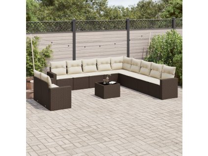 12dílná zahradní sedací souprava s poduškami hnědá polyratan 3251540